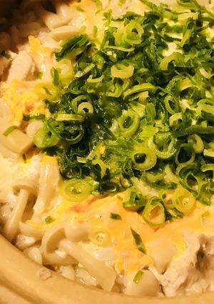 鶏ガラスープの素●鶏肉&茸の塩ネギ玉雑炊-レシピのメイン写真