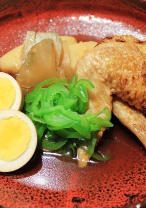 新じゃがと手羽先のザーサイ煮込と煮玉子-レシピのメイン写真