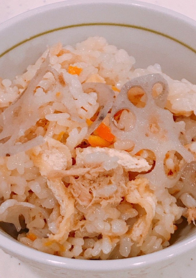 圧力鍋で簡単！ツナ缶と蓮根の炊き込みご飯-レシピのメイン写真