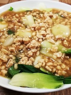簡単レシピ☆チンゲン菜のそぼろあんかけ-レシピのメイン写真
