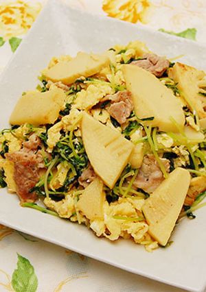 竹の子と豆苗と豚肉の玉子炒め-レシピのメイン写真