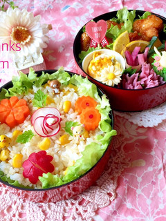 5月9日 コーンご飯 唐揚げ 母の日弁当-レシピのメイン写真