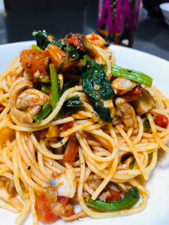 あさりのむき身とほうれん草のトマトパスタ-レシピのメイン写真
