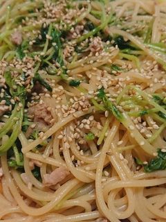 ツナと豆苗の和風パスタ-レシピのメイン写真
