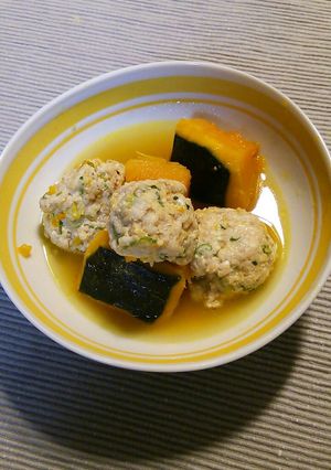かぼちゃ☆ふわふわ鶏だんごの煮もの-レシピのメイン写真