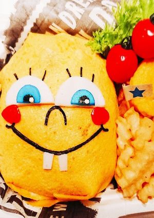 スポンジボブ♪オムライス♪キャラ弁♪♪-レシピのメイン写真