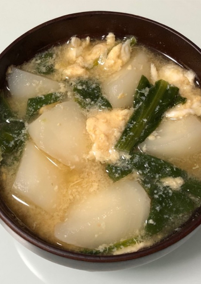 ほうれん草とかぶと卵の味噌汁-レシピのメイン写真