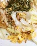 パスタソースで簡単　たらこ焼きうどん