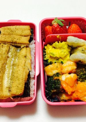 140、海苔穴子丼と海老チリ弁当♡-レシピのメイン写真