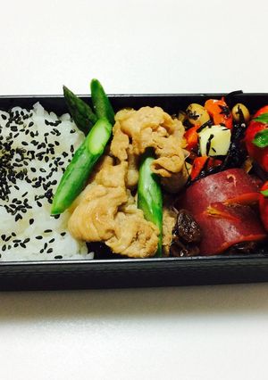 141、豚のポン酢焼きアスパラ弁当-レシピのメイン写真