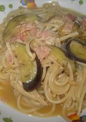 ナスとベーコンのバター醤油パスタ-レシピのメイン写真