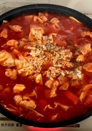 鶏肉とキャベツのガリトマチーズ-レシピのメイン写真