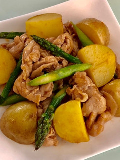 豚肉アスパラ新じゃがのトンテキのたれ炒め-レシピのメイン写真