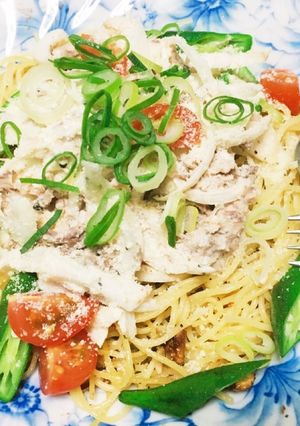 鯖缶で簡単冷製和風パスタ-レシピのメイン写真
