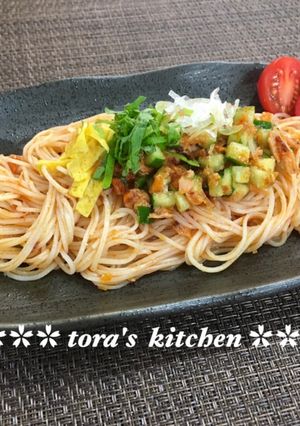 絶品☘️食べるラー油＆塩麹de冷やし素麺-レシピのメイン写真
