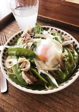 さやえんどうと豚たま爽やかパスタ-レシピのメイン写真