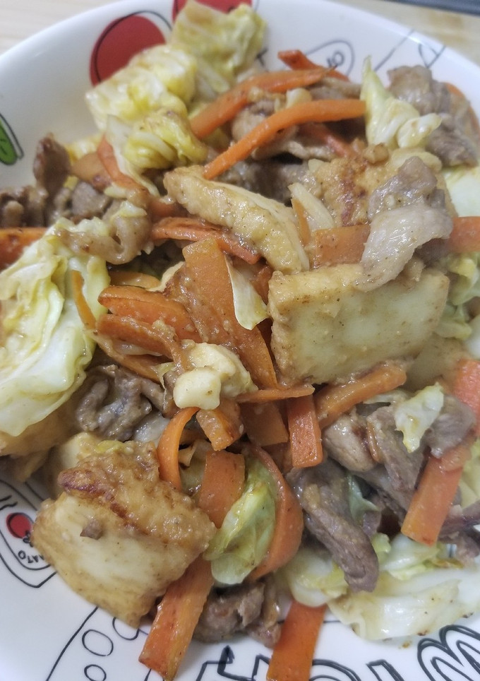 厚揚げと豚肉の味噌ごま炒め-レシピのメイン写真