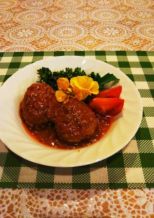 野菜たっぷり、煮込ハンバーグ-レシピのメイン写真