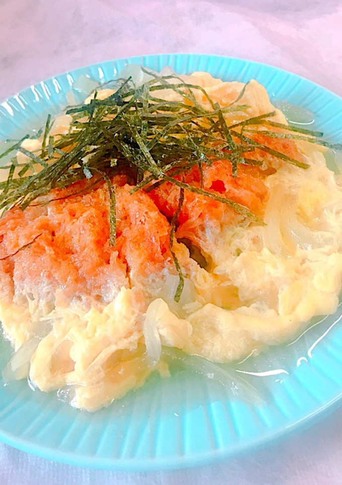 白だしで！新玉ねぎとヒレカツの玉子とじ-レシピのメイン写真