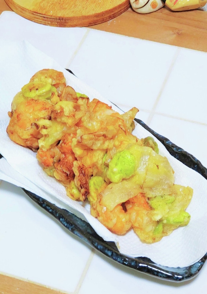 春レシピ♪そら豆と新玉とエビのかき揚げ-レシピのメイン写真