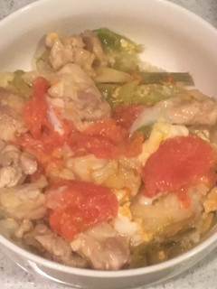 トマトの入った親子丼-レシピのメイン写真