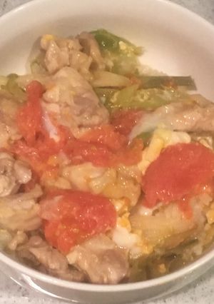 トマトの入った親子丼-レシピのメイン写真