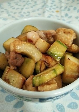 今だけ♡摘果メロンと油揚げの炒め物-レシピのメイン写真