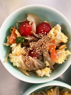 もやしとミニトマトの卵中華炒め-レシピのメイン写真