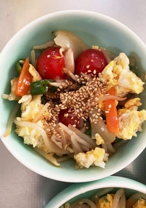 もやしとミニトマトの卵中華炒め-レシピのメイン写真