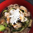 ねぎたっぷり!豚バラと茄子の温蕎麦