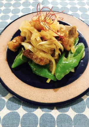 豚肉と万願寺唐辛子のカレー風味和え-レシピのメイン写真