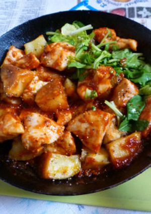 鶏胸肉と北あかりのアラビアータ風炒め-レシピのメイン写真