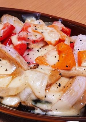 エリンギと玉ねぎ、パプリカのチーズ焼き-レシピのメイン写真