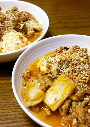 キムチ挽き肉豆腐♪-レシピのメイン写真