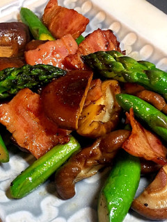 アスパラベーコン椎茸バター醤油炒め-レシピのメイン写真