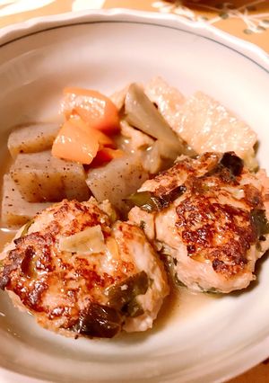 時短、鶏つくねと根菜の煮物、お弁当にも!-レシピのメイン写真