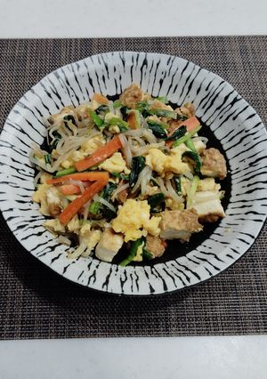 玉子と厚揚げのニラモヤシ炒め-レシピのメイン写真