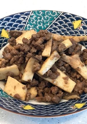 腎臓内科医考案エリンギひき肉無塩味噌炒め-レシピのメイン写真
