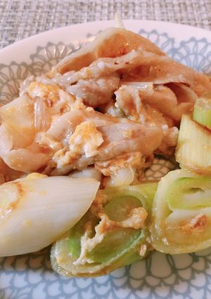超シンプル☆豚肉長ネギの卵とじ-レシピのメイン写真