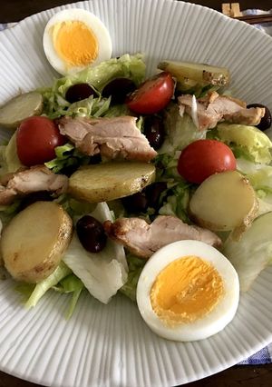 ワンプレート朝食 鶏肉ソテーのサラダ-レシピのメイン写真