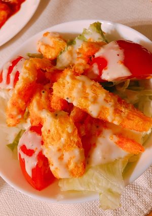 うまい棒で温玉シーザーサラダ 簡単-レシピのメイン写真