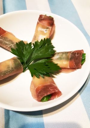 簡単おつまみ!キヌサヤの生ハム巻き-レシピのメイン写真