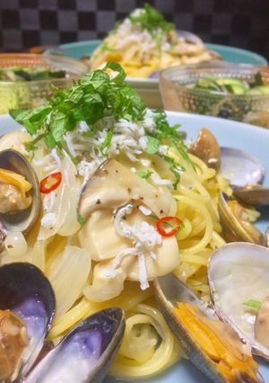 具沢山アサリのパスタ♪ボンゴレビアンコ❀-レシピのメイン写真