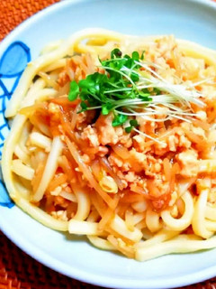 モヤシ鶏そぼろのうどん-レシピのメイン写真