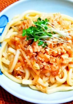 モヤシ鶏そぼろのうどん-レシピのメイン写真