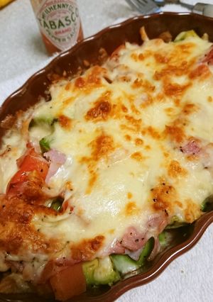 アボガドとﾍﾞｰｺﾝとﾄﾏﾄのﾁｰｽﾞ焼-レシピのメイン写真