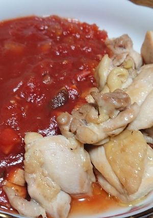 チキン塩胡椒焼きとトマトソース添え-レシピのメイン写真