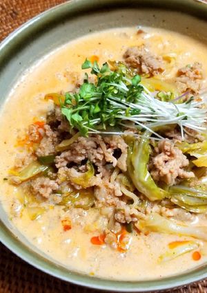 キャベツと豚そぼろの辛ラーメン-レシピのメイン写真