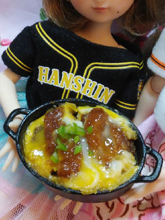 リカちゃんサイズ♡伝統の一戦 カツ丼ꕤ*-レシピのメイン写真