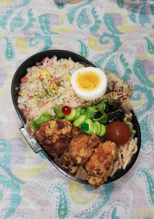 高校男子弁当♡炒飯&唐揚げ-レシピのメイン写真